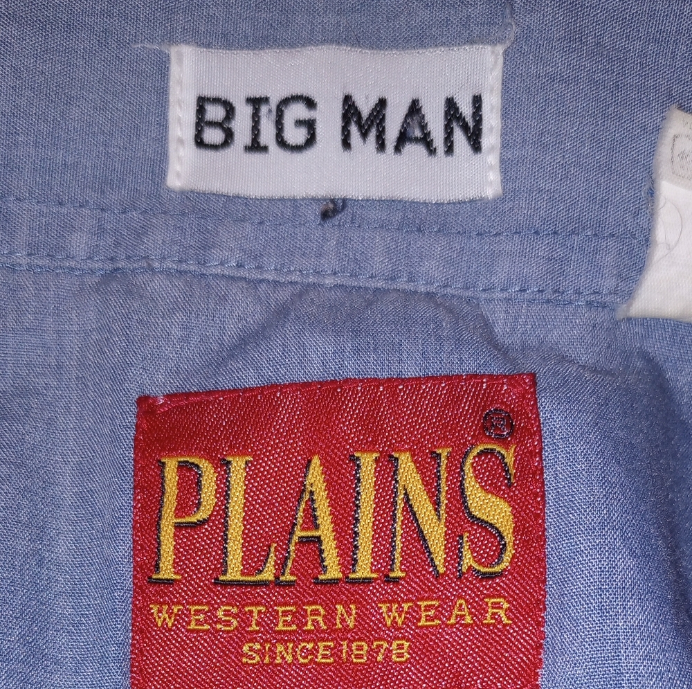 Plains Western Wear Pearl Snap Big Man Long Sleeve Shirt - Picture 7 of 8